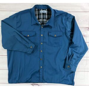 Haband Ice House Shirt Jacket Mens 3X Blue Plaid Flannel Lined Snap Button Front